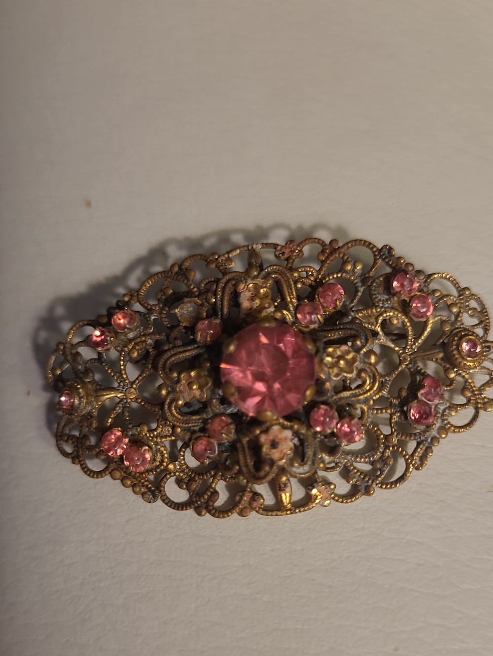 Vintage Czechoslovakian Brass Filigree Brooch
